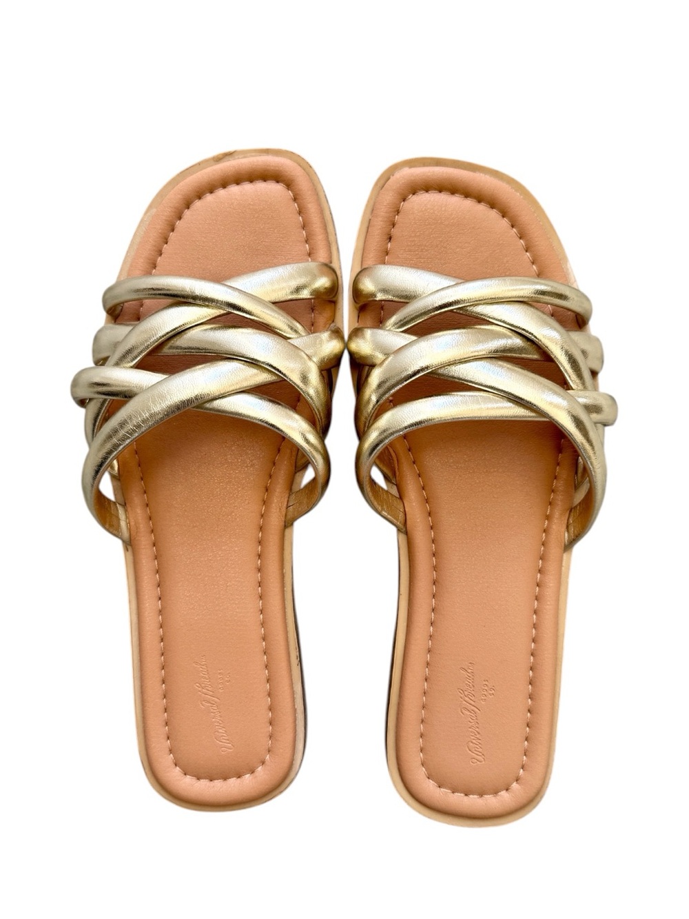 Universal Thread Gold Strappy Slide Sandals Size 8.5